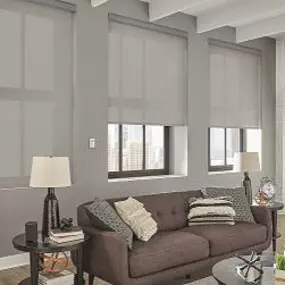 Our Solar Shades give you so many options for light filtration. Check them out in this beautiful loft, where they let in just a little natural sunlight to keep this space inviting.