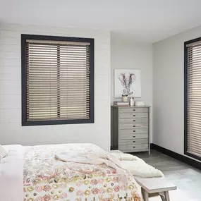 Looking for just the right color? Our Blinds come in so many shades that you’ll find the exact match you desire! This bedroom features our Signature Series Vinyl Blinds! #budgetblindskendalelakes #VinylBlinds #MoistureResistantBlinds #FreeConsultation #WindowWednesday