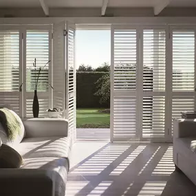 At a loss for what to do with your sliding doors? Not to worry—we’ve got you covered!  Here’s a thought: Bi-Fold Composite Shutters, as pictured here!  #BudgetBlindsKendaleLakes  #BiFoldShutters #CompositeShutters #MoistureResistantShutters #FreeConsultation #WindowWednesday