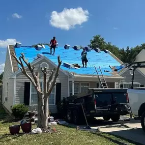 New insurance roof installation in progress in Knightdale, NC