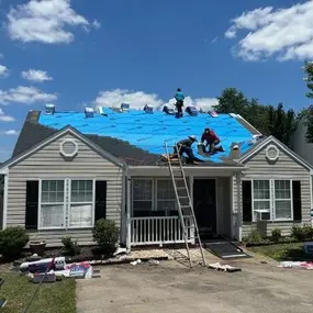 New insurance roof installation in progress in Knightdale, NC