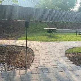 Stone patio with walkway