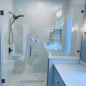 Large frameless shower in Plano, TX