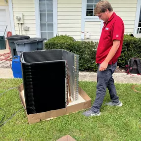 Blake replacing a condenser coil