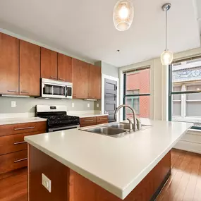 Kitchen with wooden cabinets