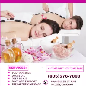 What better way to give that gift than share that gift in our inviting Couples Massage Rooms.  
It's what you've come to expect from a Massage but in a larger room, with 2 of our Signature Tables 
with 2 Therapists, one working on each of you.  Our Therapists will work on each individual person 
to accommodate their specific needs and will orchestrate your Couples experience to ensure 
you are both relaxed and rejuvenated.