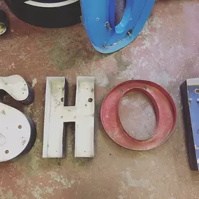 Shop sign in production