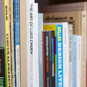 A few of the books in the studio library