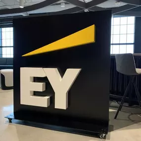 Interior lobby signage popup for our client EY by The Sign Factory Inc.