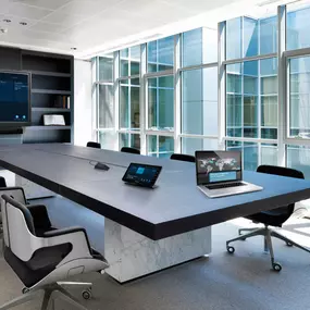 Modern conference room with advanced Audio/Visual systems by NetPlanner Systems in Tampa, FL