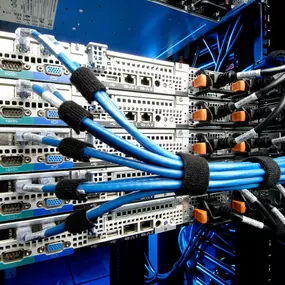 Structured cabling system with copper and fiber optic cables by NetPlanner Systems in Augusta, GA.