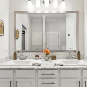 Double Vanity Sinks & Designer Lighting