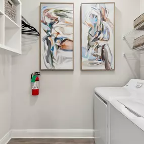 Full-Size Washer & Dryer with Custom Shelving