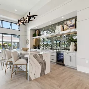 Community Kitchen with View of the Pool
