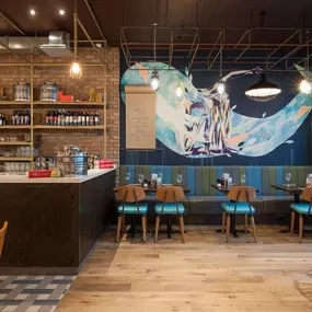 Stylish interior dining space at Zizzi Hull.