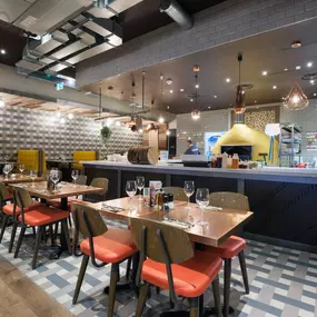 Stylish interior dining space at Zizzi Hull.