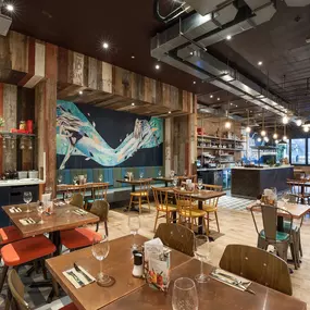 Stylish interior dining space at Zizzi Hull.