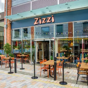 Zizzi Gloucester Quays, inviting outdoor seating along the Quays’ riverside walk.