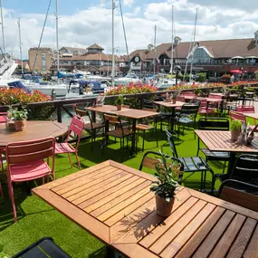 Waterside Zizzi Port Solent exterior with terrace overlooking the marina.