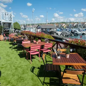 Waterside Zizzi Port Solent exterior with terrace overlooking the marina.