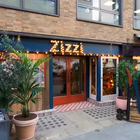 Elegant Zizzi Wigmore Street (near Oxford Street) exterior with modern rustic frontage.