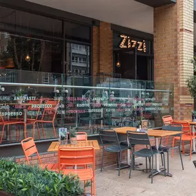 Zizzi Coventry, modern restaurant front with outdoor dining.