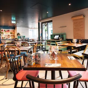 Zizzi Whitstable, coastal inspired interior with rustic and modern details.