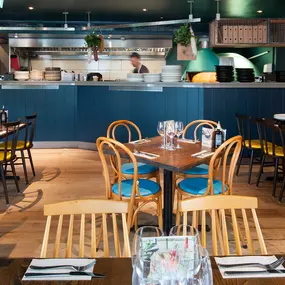 Zizzi Whitstable, coastal inspired interior with rustic and modern details.