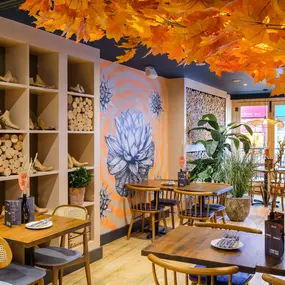 Zizzi Basingstoke, warm seating area with canopy ceiling décor.