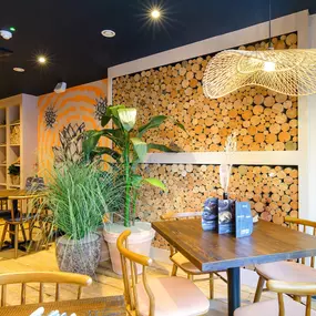 Zizzi Basingstoke, warm seating area with canopy ceiling décor.