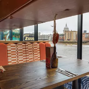 Zizzi Bankside, riverside view across the Thames.