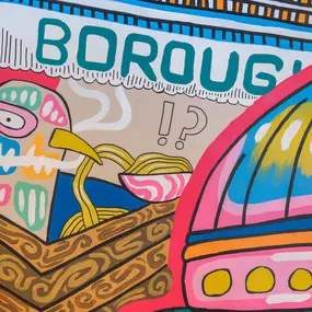 Zizzi Bankside, a vibrant mural.