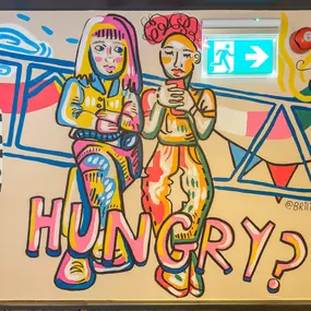 Zizzi Bankside, a vibrant mural.