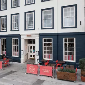 Zizzi Worcester exterior with historic charm and modern signage.
