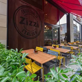Exterior view of Zizzi Bradford located inside Union Square shopping centre.
