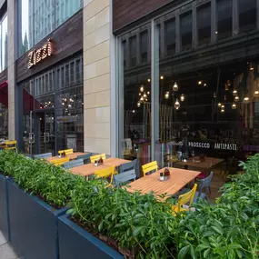 Exterior view of Zizzi Bradford located inside Union Square shopping centre.
