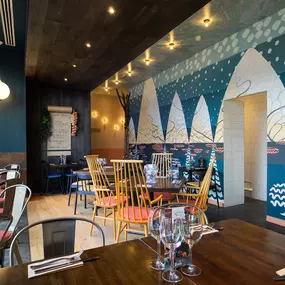Zizzi Inverness, decorative ceiling raft, buoys, and rope pulley inspirations.