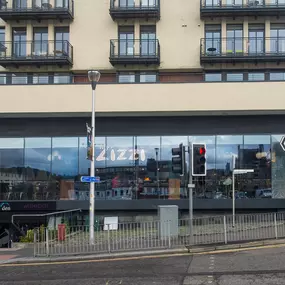 Zizzi Inverness, front-area glass wall offering street visibility and river outlook.