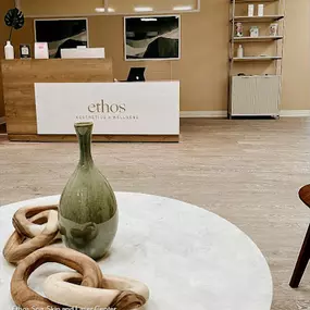 Ethos Aesthetics + Wellness waiting room in Somerville, NJ