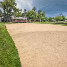 A sand volleyball court