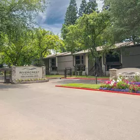 Monument sign and entrance to community