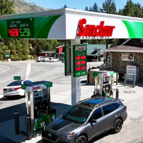 Sinclair Gas Station and fueling island.