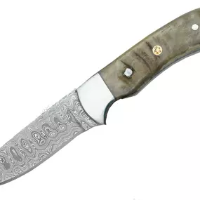 Ram horn Damascus steel outdoor knife from Faneema Cutlery