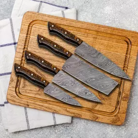 Bronze handle Damascus kitchen knife set from Faneema Cutlery