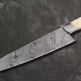 Bone handle Damascus chef knife from Faneema Cutlery