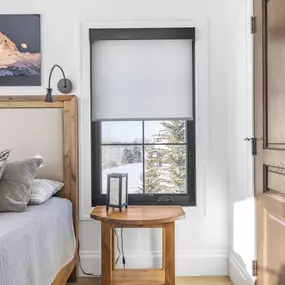 Find the perfect fit for every window with custom roller shades from GrandView Blinds & Design. Offering clean lines and essential light control, even for tall or narrow windows in bedrooms.