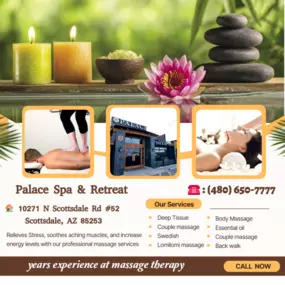 Our traditional full body massage in Scottsdale, AZ 
includes a combination of different massage therapies like 
Swedish Massage, Deep Tissue, Sports Massage, Hot Oil Massage
at reasonable prices.