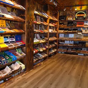 Gigantic walk-in humidor full of top brand cigars.