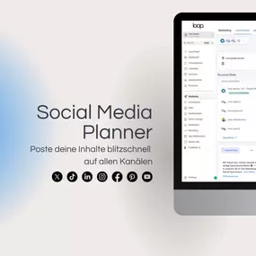 Social Media Planner: Mit LoopOS, dem Tool der loop agency, planen und verwalten Sie Ihre Social-Media-Beiträge zentral und automatisiert. Posten Sie strategisch, analysieren Sie Erfolge und steigern Sie Ihre Sichtbarkeit – alles auf einer Plattform.