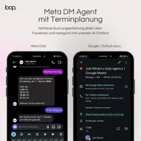 Automatisierter Meta Direct Messaging Agent mit integrierter Terminplanung. Kunden können Termine direkt über Instagram oder Facebook DMs buchen – verbunden mit Kalender & CRM-System.